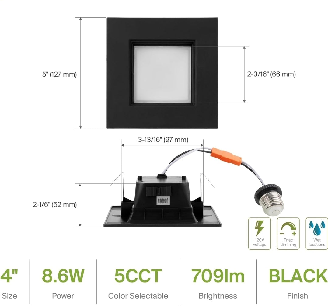 BLACK SQUARE RETROFIT DOWNLIGHT 5CCT