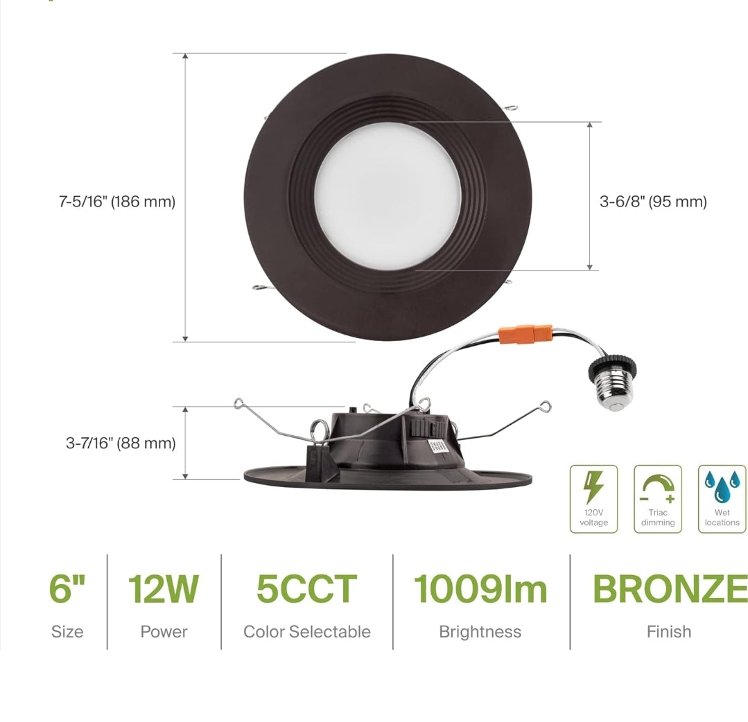ROUND BAFFLE RETROFIT DOWNLIGHTS BRONZE 5CCT